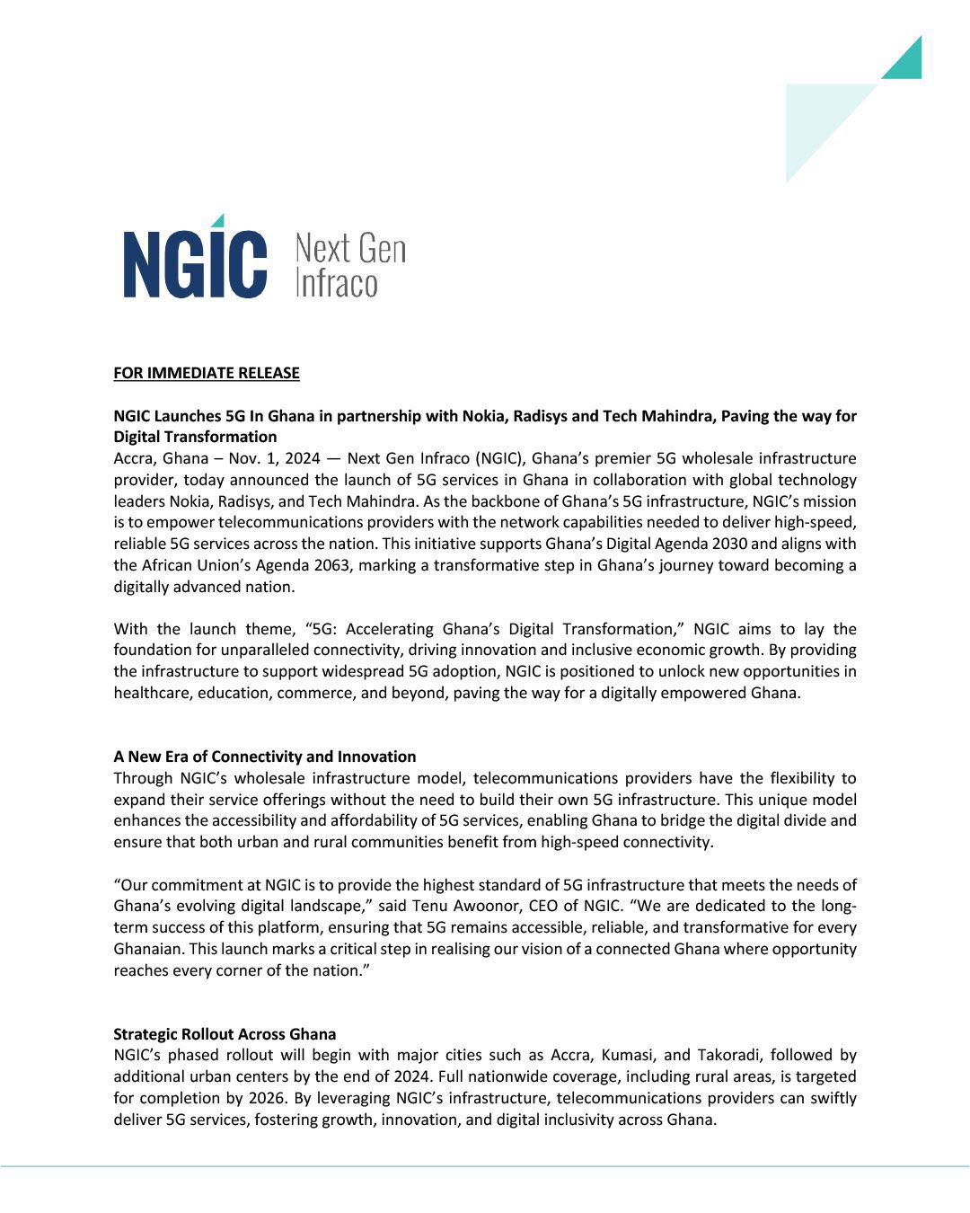 High-Speed 5G internet service officially launched in Ghana High-Speed 5G internet service officially launched in Ghana