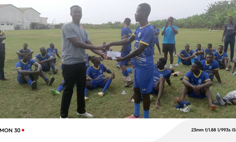 Team Manager PO Agyabeng Joseph Makes a Donation to Ghana Navy Dolphins FC